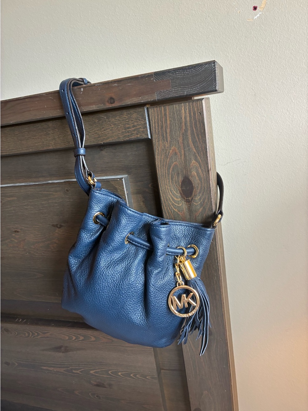 Michael Kors, small navy bucket bag